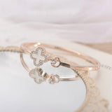 Four-Leaf Clover Charm Bracelet Rose Golden Bangle Women Jewelry