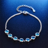 Classic Girls Chain Bracelet 925 Sterling Silver Bracelet with Natural Gemstone