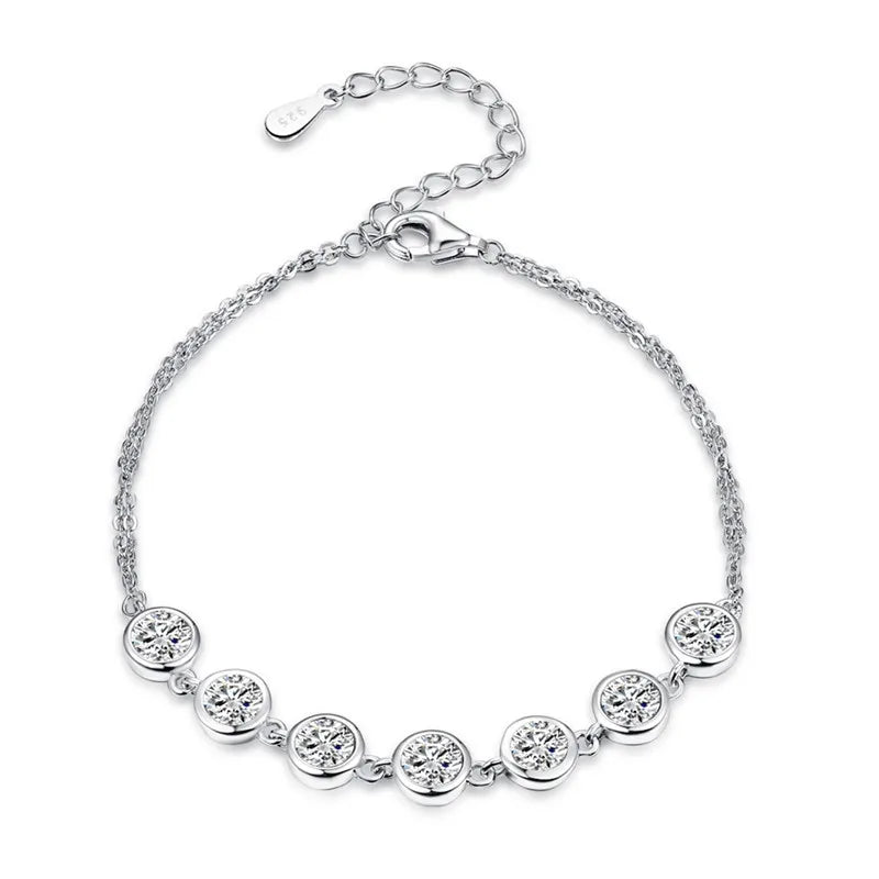 Classic Girls Chain Bracelet 925 Sterling Silver Bracelet with Natural Gemstone