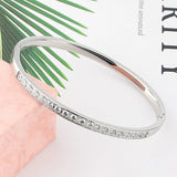 Classic Inlay 18 Zircon Bangle Stainless Steel Bracelet Cuff
