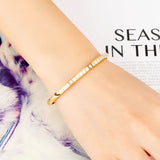 Classic Inlay 18 Zircon Bangle Stainless Steel Bracelet Cuff