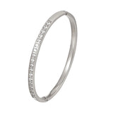 Classic Inlay 18 Zircon Bangle Stainless Steel Bracelet Cuff