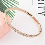 Classic Inlay 18 Zircon Bangle Stainless Steel Bracelet Cuff