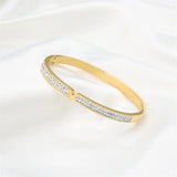 Zircon Bangle Silver V Bracelet Cuff for Women