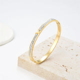 Zircon Bangle Silver V Bracelet Cuff for Women