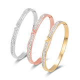 Zircon Bangle Silver V Bracelet Cuff for Women
