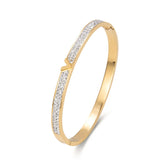 Zircon Bangle Silver V Bracelet Cuff for Women