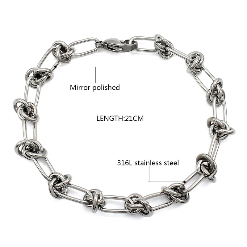 Stainless Steel Rope Knot Chain Bracelet Necklace Set