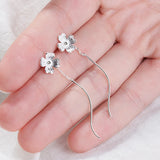 Clover Flower Wave Tassel Earrings 925 Sterling Silver Drop Earrings