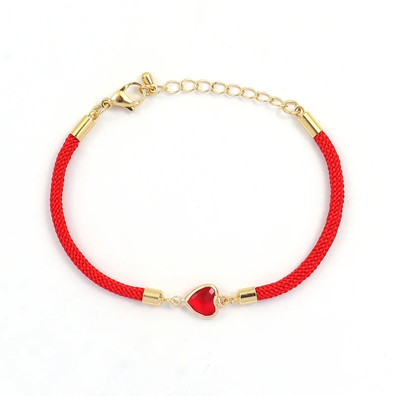 Colorful Heart Bracelet Adjustable Rope Bracelet Women Jewelry Gift