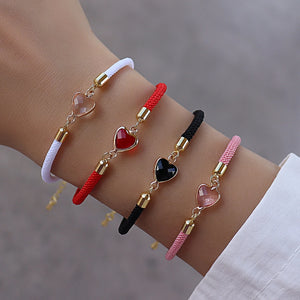 Colorful Heart Bracelet Adjustable Rope Bracelet Women Jewelry Gift
