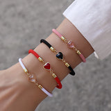 Colorful Heart Bracelet Adjustable Rope Bracelet Women Jewelry Gift