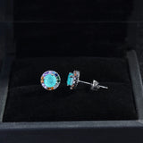 Colorful Zircon Earrings 925 Stamp 50 Points Round Bag Paraiba Boho Party Gift