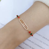 Copper Link Cable Chain Enamel Bracelet for Women
