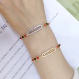 Copper Link Cable Chain Enamel Bracelet for Women