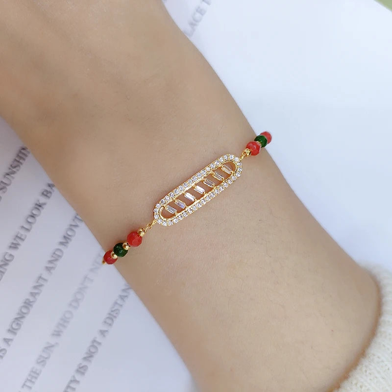 Copper Link Cable Chain Enamel Bracelet for Women