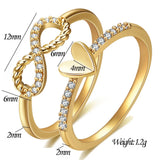 Copper Crystal Twist Infinity Heart Wedding Rings For Woman