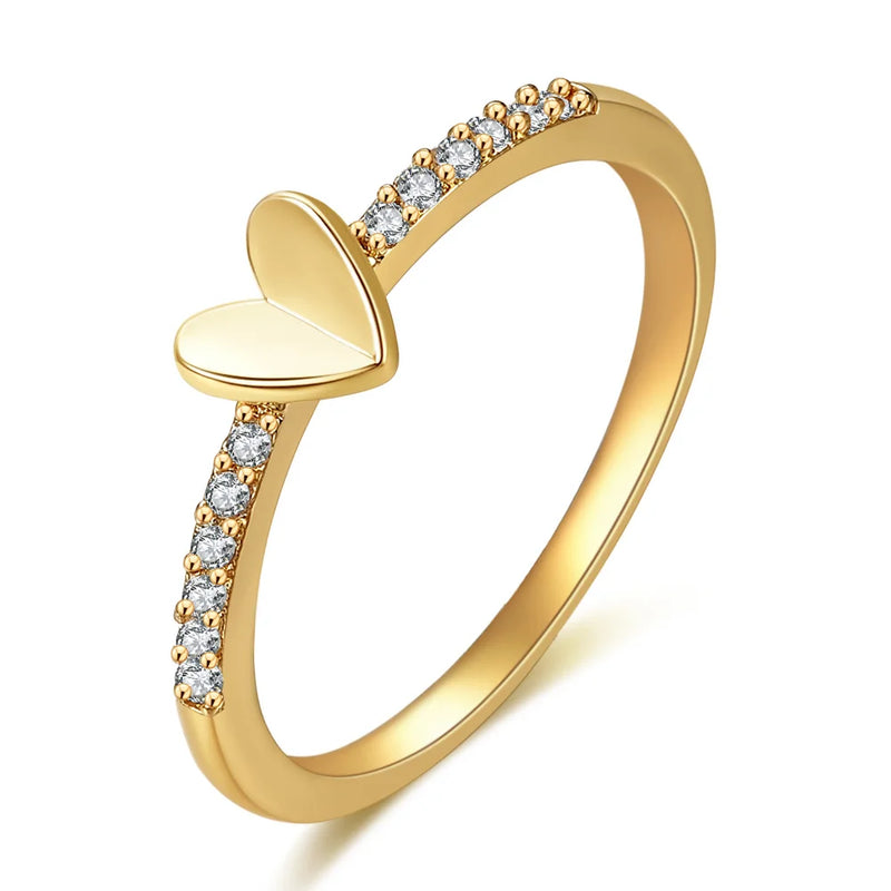Copper Crystal Twist Infinity Heart Wedding Rings For Woman