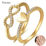Copper Crystal Twist Infinity Heart Wedding Rings For Woman