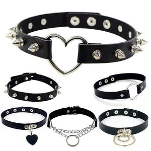 Harajuku Punk Rock Gothic PU Leather Collar Choker Necklace
