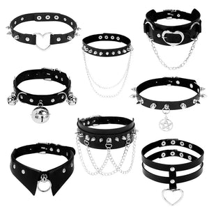 Harajuku Punk Gothic PU Leather Spike Choker Necklace