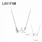 925 Silver Zircon Bird Necklace Pendant Chain Jewelry