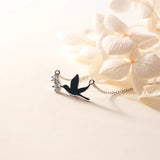 925 Silver Zircon Bird Necklace Pendant Chain Jewelry