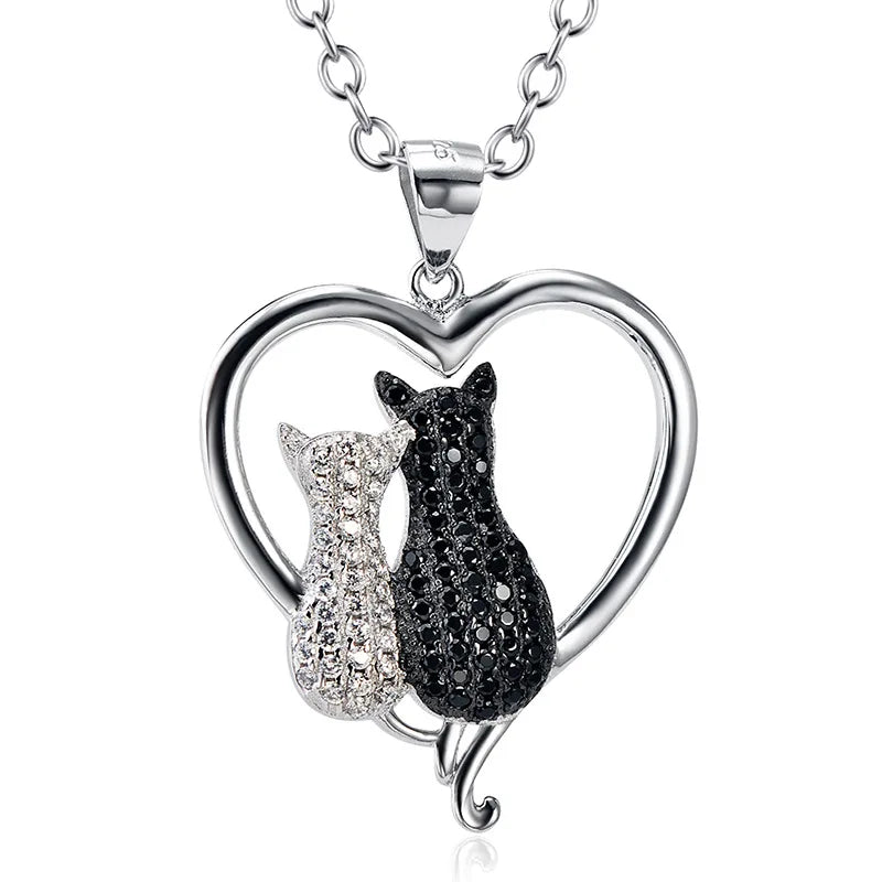 Sterling Silver Creative Cat Pendant Necklace Jewelry