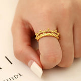 Double Crown Shape Ring For Women 18K Plated Open Ring