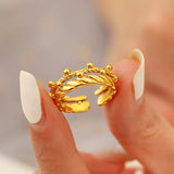 Double Crown Shape Ring For Women 18K Plated Open Ring