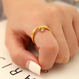 Geometric Pearl Ring Crystal Index Finger Ring Wedding Party Jewelry
