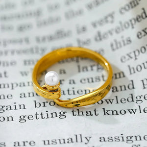 Geometric Pearl Ring Crystal Index Finger Ring Wedding Party Jewelry