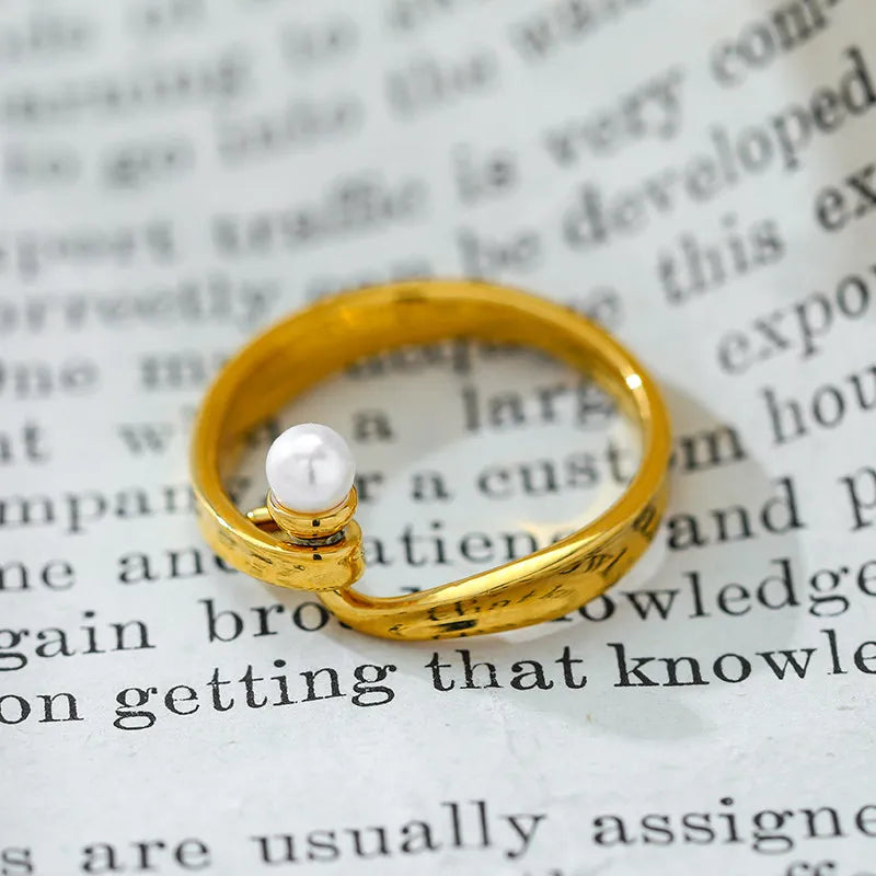 Geometric Pearl Ring Crystal Index Finger Ring Wedding Party Jewelry