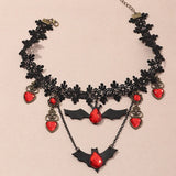 Lace Bat Halloween Necklace Women Girl Dress Up Jewelry