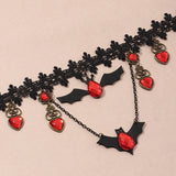 Lace Bat Halloween Necklace Women Girl Dress Up Jewelry