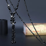 Crystal Bead Necklace Women Tassel Sweater Chain Pendant Necklace
