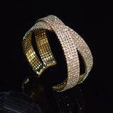 Crystal Cuff Bracelet Full Rhinestone Ladies Open Bridal Wedding Jewelry