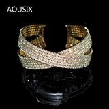 Crystal Cuff Bracelet Full Rhinestone Ladies Open Bridal Wedding Jewelry