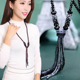 Long Tassel Beads Chain Necklace for Women N-036