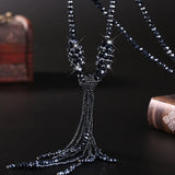 Long Tassel Beads Chain Necklace for Women N-036