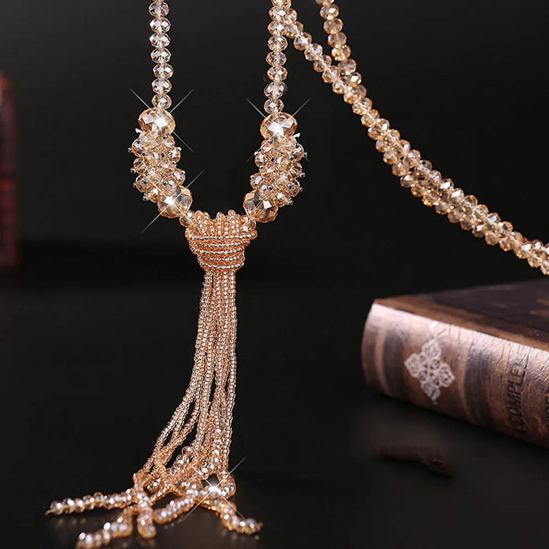 Long Tassel Beads Chain Necklace for Women N-036