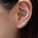Rhinestone Ear Cuff Wrap Stud Clip Earrings Women Long Ear Clip