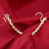 Rhinestone Ear Cuff Wrap Stud Clip Earrings Women Long Ear Clip