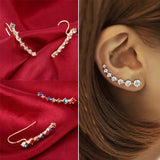 Rhinestone Ear Cuff Wrap Stud Clip Earrings Women Long Ear Clip