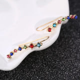 Rhinestone Ear Cuff Wrap Stud Clip Earrings Women Long Ear Clip