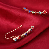 Rhinestone Ear Cuff Wrap Stud Clip Earrings Women Long Ear Clip