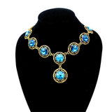 Crystal Necklace Hollow Round Chain Necklace Charm Women Girls Jewelry
