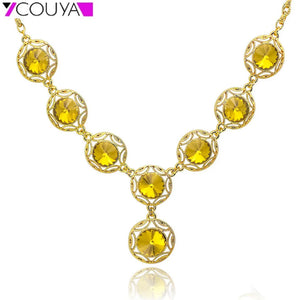 Crystal Necklace Hollow Round Chain Necklace Charm Women Girls Jewelry