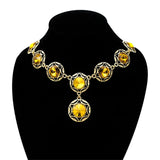Crystal Necklace Hollow Round Chain Necklace Charm Women Girls Jewelry
