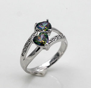 Crystal Zircon Sweet Heart Rings for Women Bridal Wedding Gift